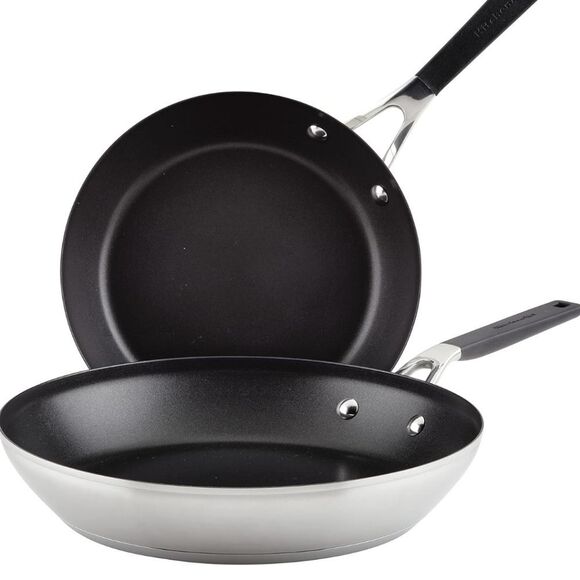 KitchenAid Stainless Steel Non-Stick Frying Pan/Skillet Cookware Set - Picture 1 of 16
